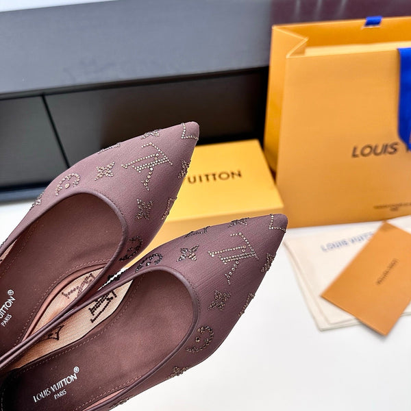 LV GALA High Heels Series Shoes Dark Rose Taupe Mesh 542213