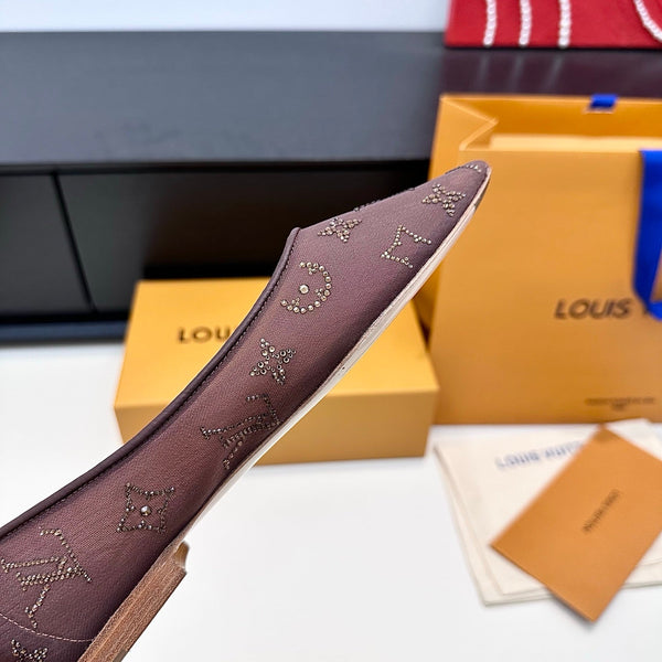 LV GALA High Heels Series Shoes Dark Rose Taupe Mesh 542213