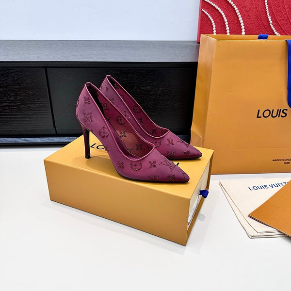 LV GALA High Heels Series Shoes 95mm Mulberry Mesh 542218