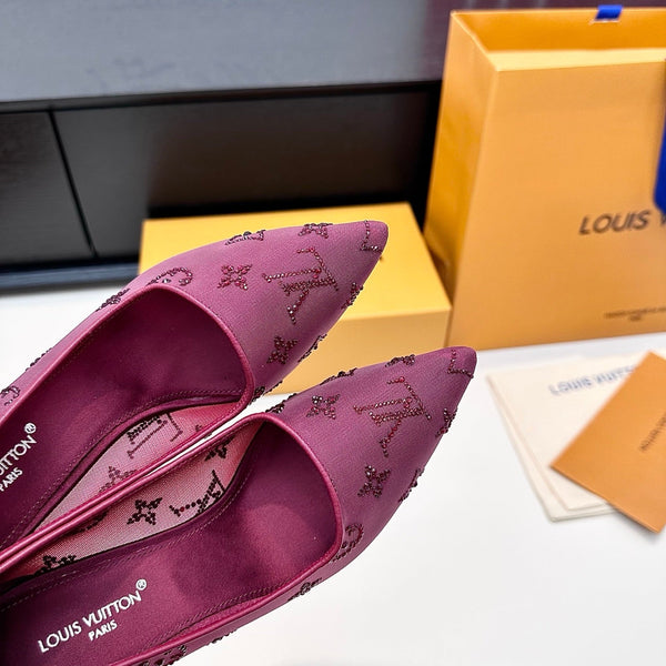 LV GALA High Heels Series Shoes 95mm Mulberry Mesh 542218