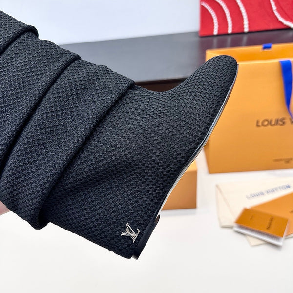 LV CSummer Mid Wedge Boot Black Knit 542224