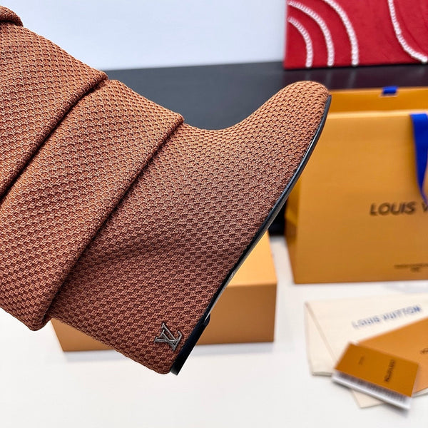 LV CSummer Mid Wedge Boot Brown Knit 542225