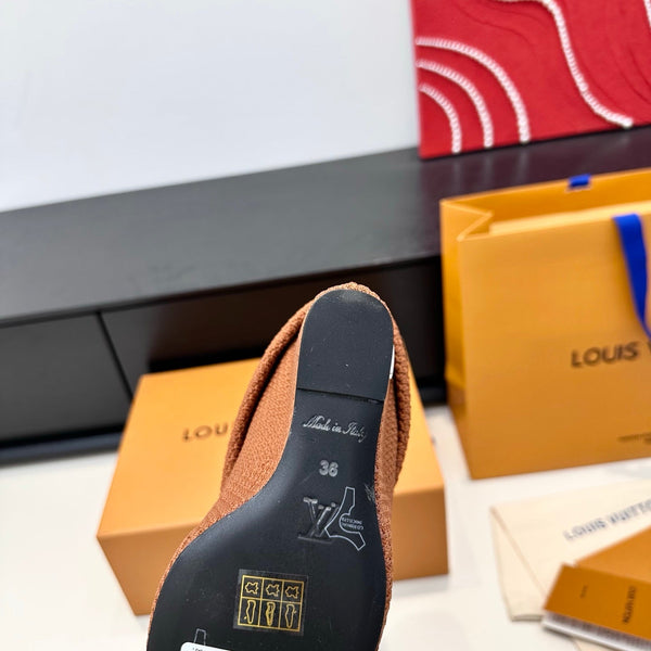 LV CSummer Mid Wedge Boot Brown Knit 542225