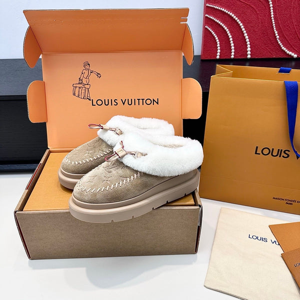 LV Cortina Closed Mule Khahi Suede Wool 542232