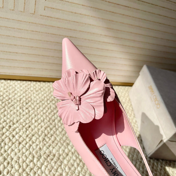 Jimmy Choo Skye Corsage Escarpins Slingback Rose Peau de mouton 669833