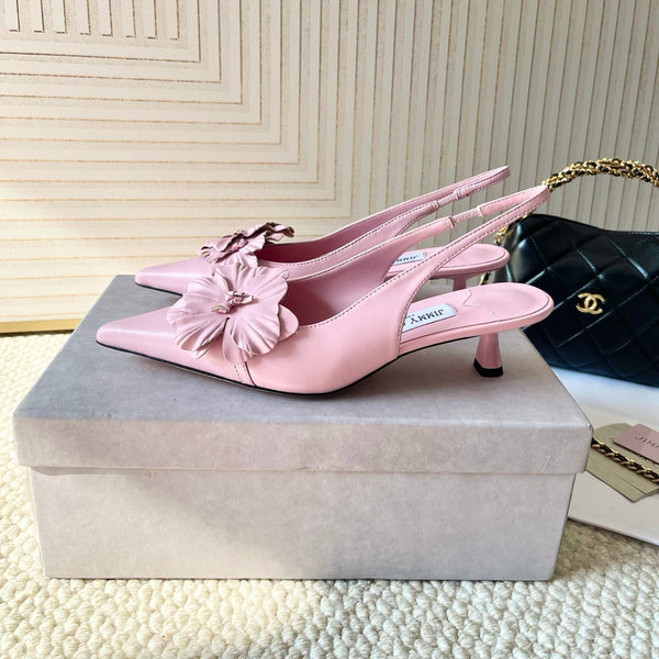 Jimmy Choo Skye Corsage Escarpins Slingback Rose Peau de mouton 669833
