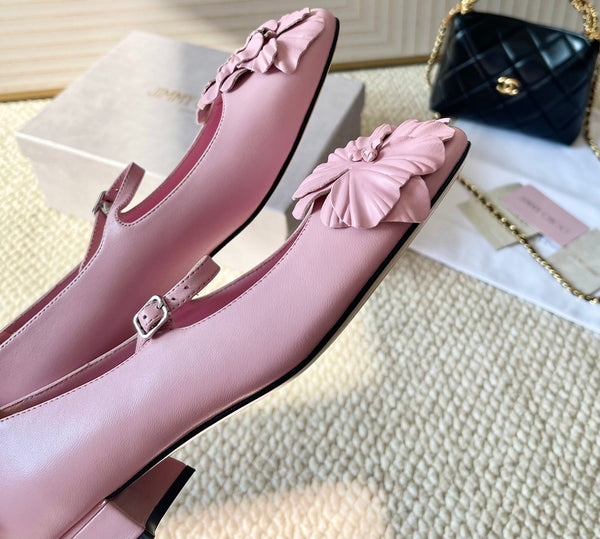 Jimmy Choo Skye Corsage Ballet Flat Pink Sheepskin 669836