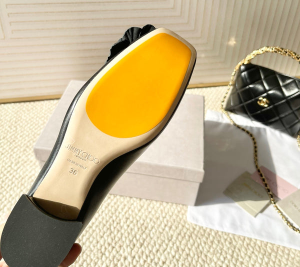 Jimmy Choo Skye Corsage Ballerines agneau noir 669845