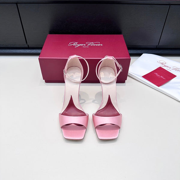 RV Jewel Heel Sandals 10cm Pink Satin 787688