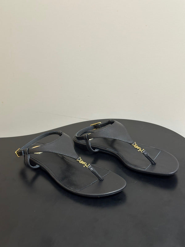 YSL Cassandra Slide Black Smooth Leather 787563