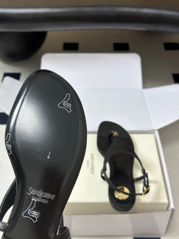 YSL Cassandra Slide Black Smooth Leather 787563