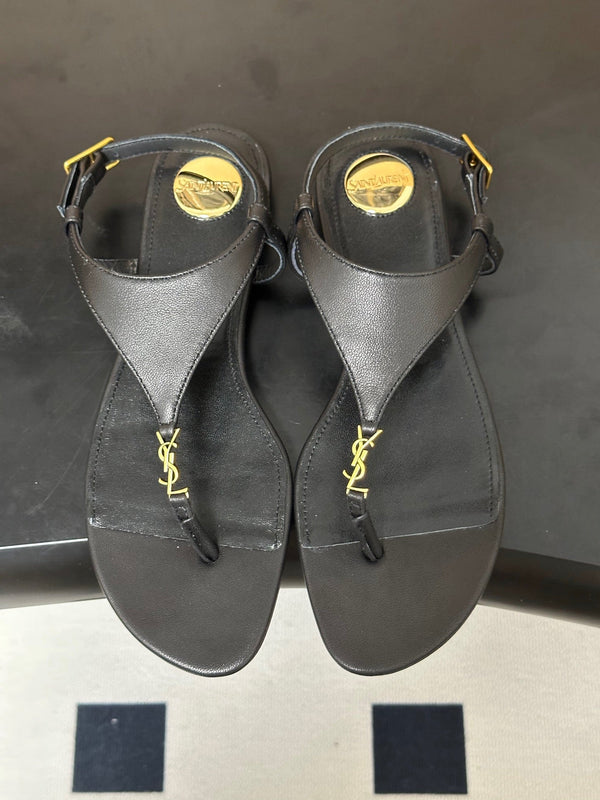 YSL Cassandra Slide Black Smooth Leather 787563