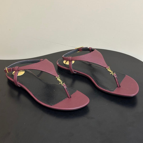 YSL Cassandra Slide Burugndy Smooth Leather 787565