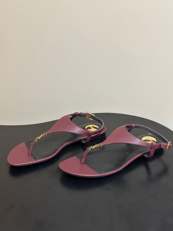 YSL Cassandra Slide Burugndy Smooth Leather 787565