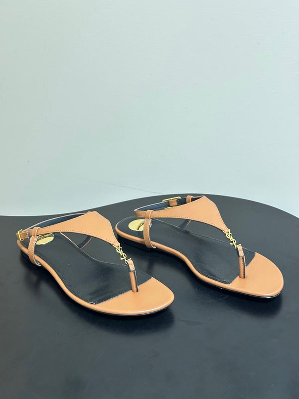 YSL Cassandra Slide Tan Smooth Leather 787566