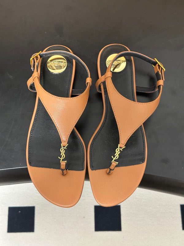 YSL Cassandra Slide Tan Smooth Leather 787566