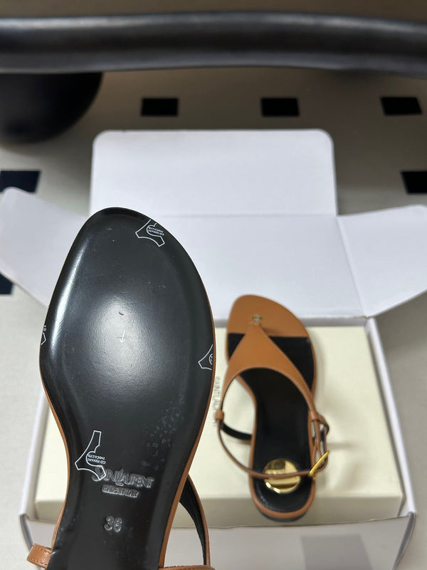 YSL Cassandra Slide Tan Smooth Leather 787566