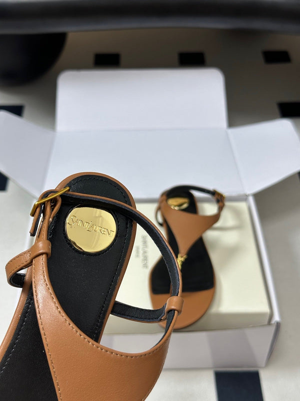 YSL Cassandra Slide Tan Smooth Leather 787566