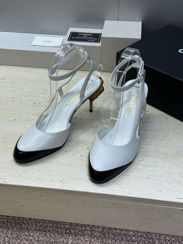 CC 2026 Couture Slingback Mushroom Heels White Patent Leather 787183
