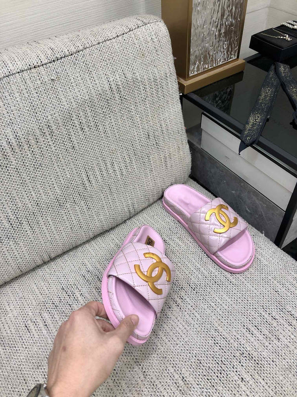 mule sandal 30 pink quilted waxed leather