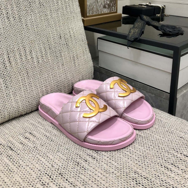 mule sandal 30 pink quilted waxed leather