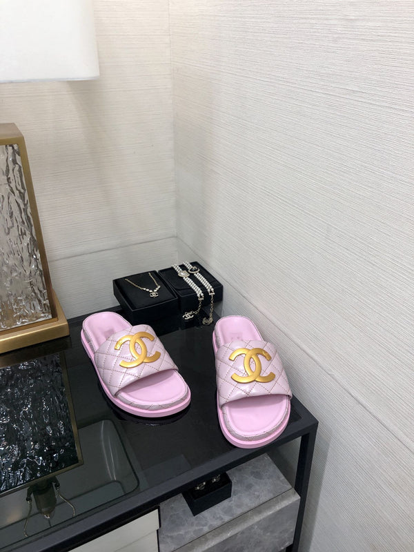 mule sandal 30 pink quilted waxed leather