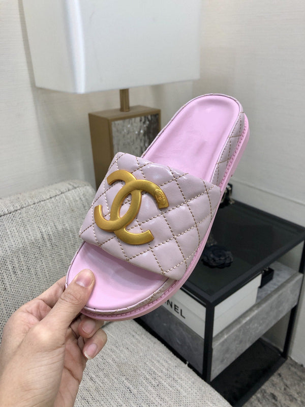 mule sandal 30 pink quilted waxed leather