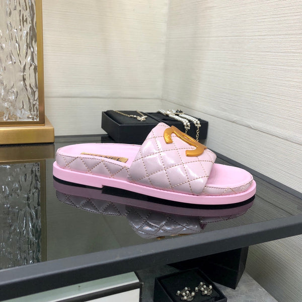 mule sandal 30 pink quilted waxed leather