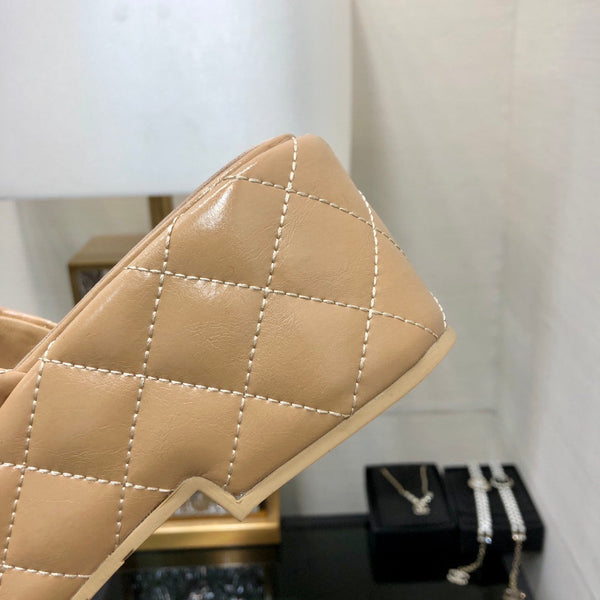 mule sandal 95 beige quilted waxed leather