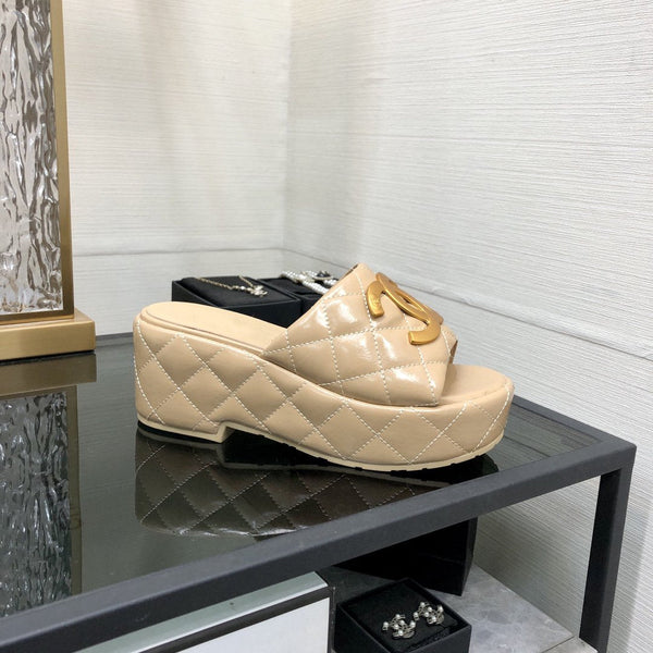 mule sandal 95 beige quilted waxed leather