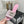 mule sandal pink white houndstooth fabric