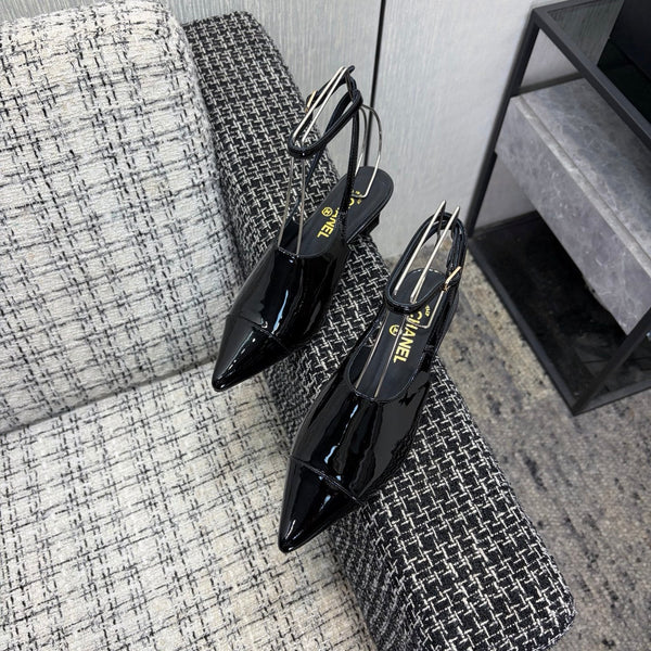 CC 2026 Slingback 4cm Cuir Verni Noir 688712