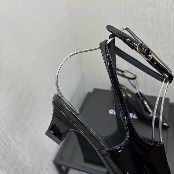 CC 2026 Slingback 4cm Cuir Verni Noir 688712