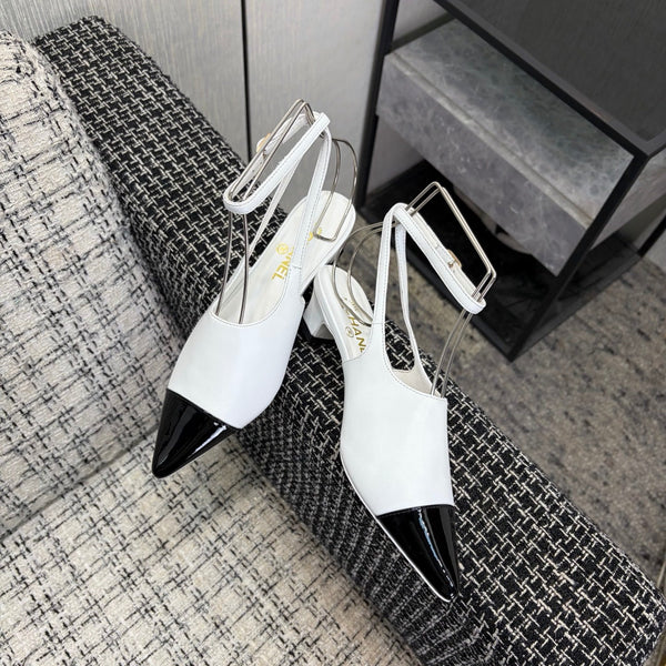 CC 2026 Slingback 4cm Cuir Verni Blanc 688713