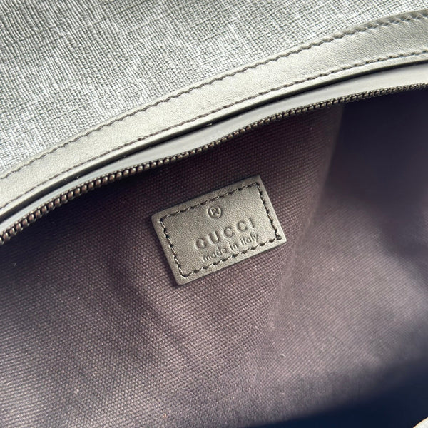 ZAINO 44 IN TELA MONOGRAM GRIGIA E RIFINITURE IN PELLE NERA