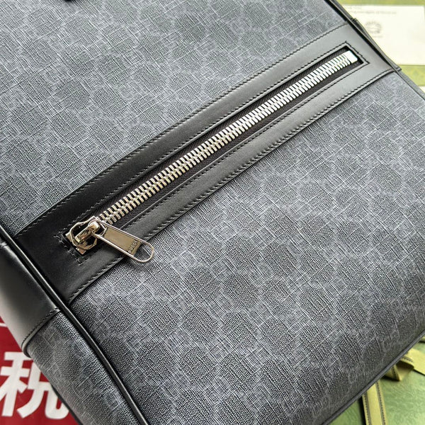 ZAINO 44 IN TELA MONOGRAM GRIGIA E RIFINITURE IN PELLE NERA
