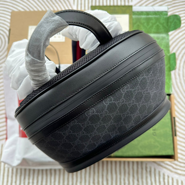 ZAINO 44 IN TELA MONOGRAM GRIGIA E RIFINITURE IN PELLE NERA