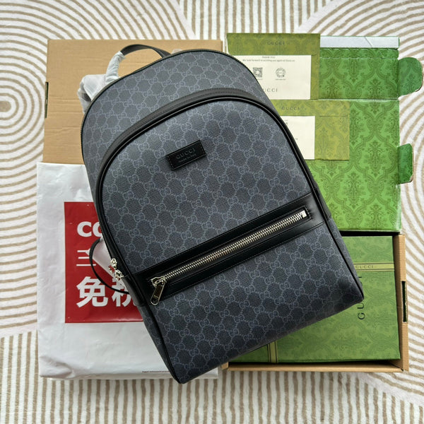 ZAINO 44 IN TELA MONOGRAM GRIGIA E RIFINITURE IN PELLE NERA