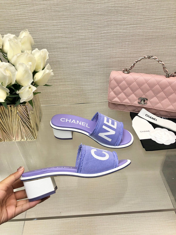CC 25C Mules con tacco medio in tessuto viola perla 212960