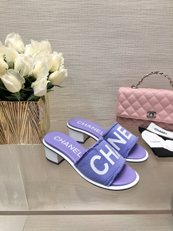 CC 25C Mules con tacco medio in tessuto viola perla 212960
