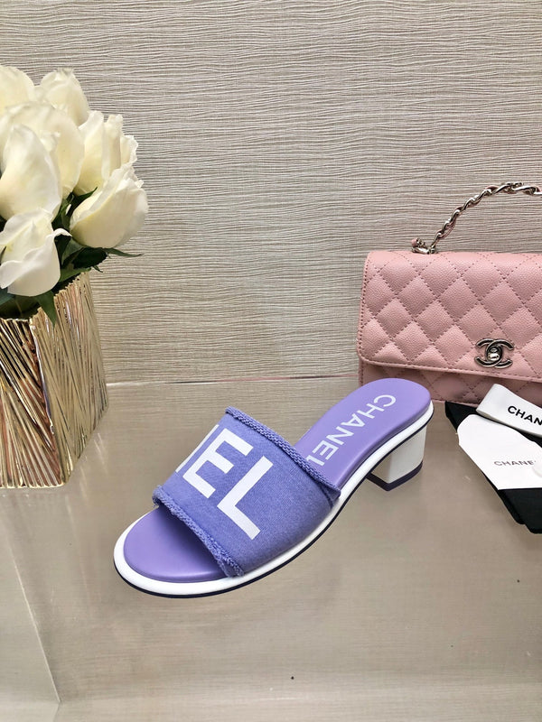 CC 25C Mules con tacco medio in tessuto viola perla 212960