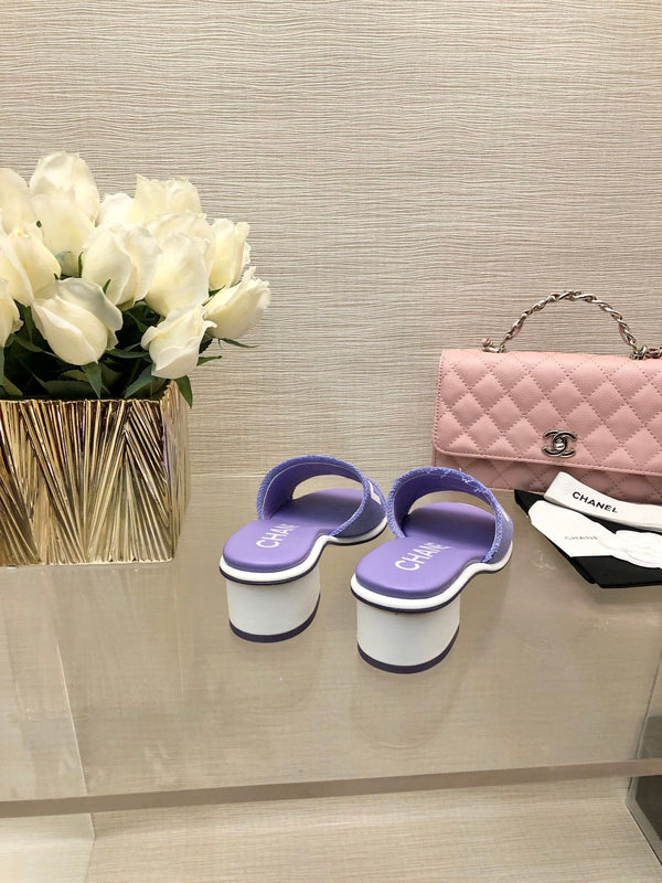 CC 25C Mules con tacco medio in tessuto viola perla 212960