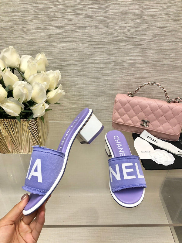 CC 25C Mules con tacco medio in tessuto viola perla 212960