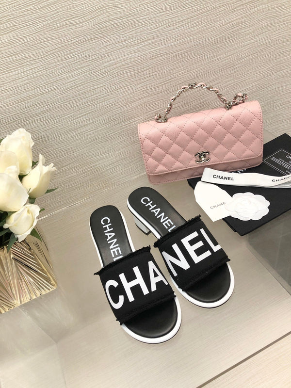 CC 25C Mid Heel Mule Black Fabric Material 212961