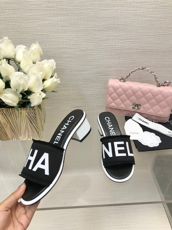 CC 25C Mid Heel Mule Black Fabric Material 212961