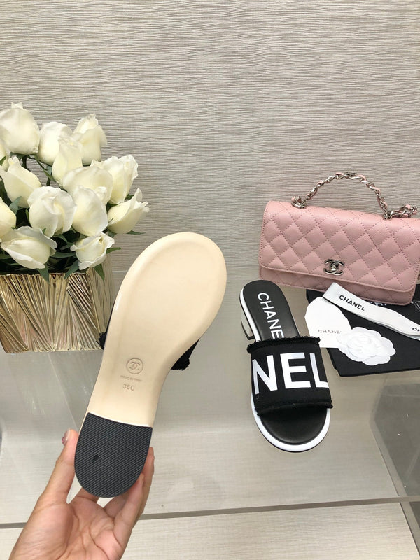 CC 25C Mid Heel Mule Black Fabric Material 212961
