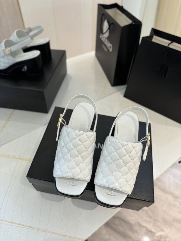 high heel 100 slingback sandal white black quilted calfskin