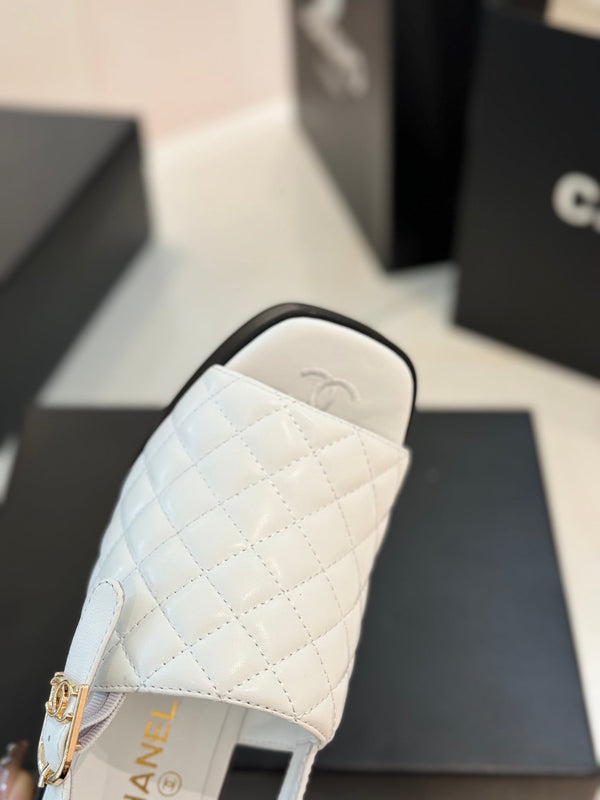 high heel 100 slingback sandal white black quilted calfskin