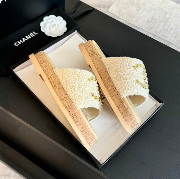 Ciabatte CC 25C in tessuto satinato crema 212978