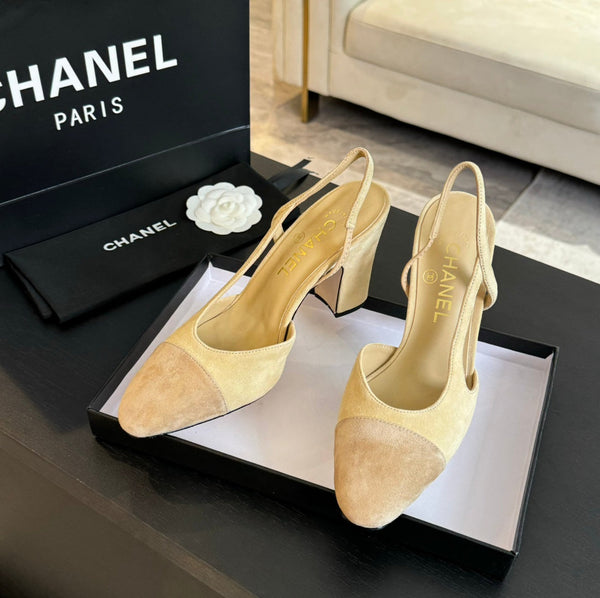 slingback 95 in pelle di vitello scamosciata beige